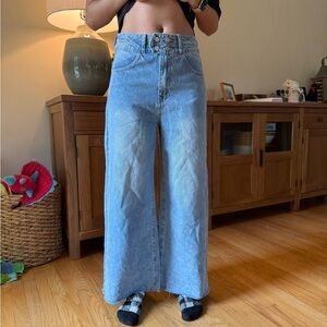 Light Blue Flare Wide Leg Jeans